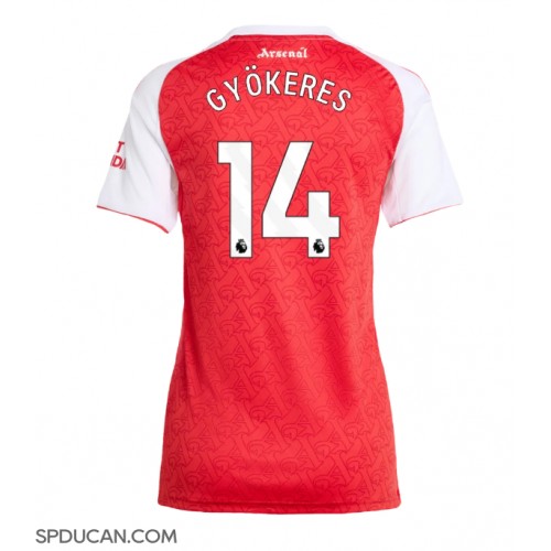 Zenski Nogometni Dres Arsenal Viktor Gyokeres #14 Domaci 2025-26 Kratak Rukav